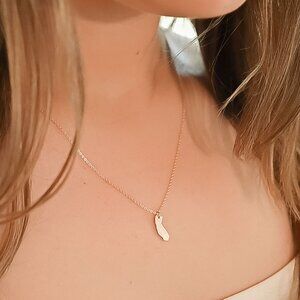 Dainty Gold Plated California State Necklace